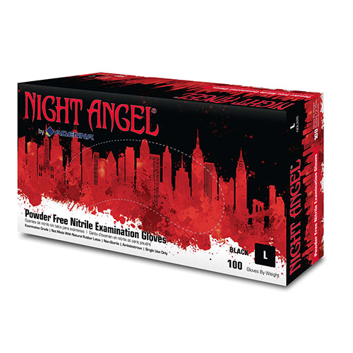 Night Angel® Nitrile Exam, PF, Black, 4 mil