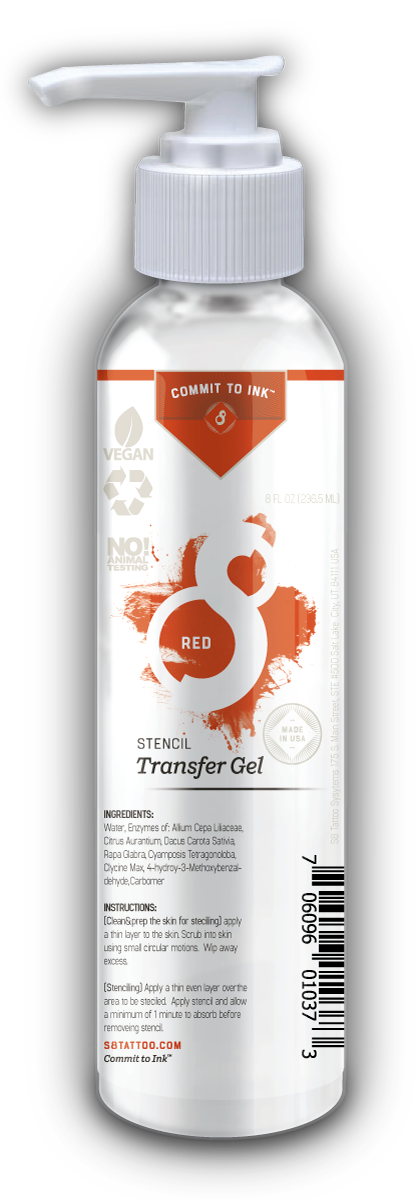 S8 Red Stencil Transfer Gel 8oz | High Quality Supplies for Tattoo Artists